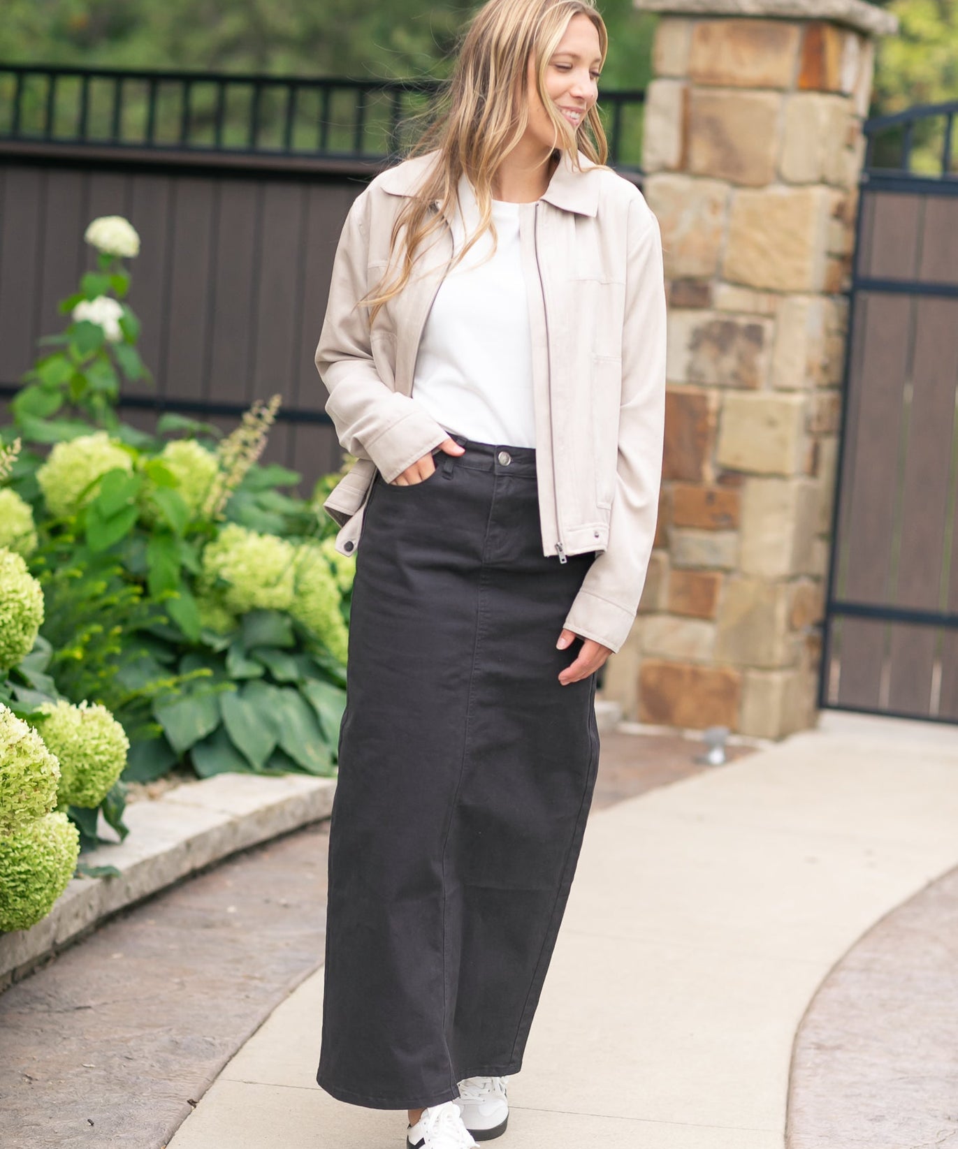 Stella Onyx Black Denim Maxi Skirt