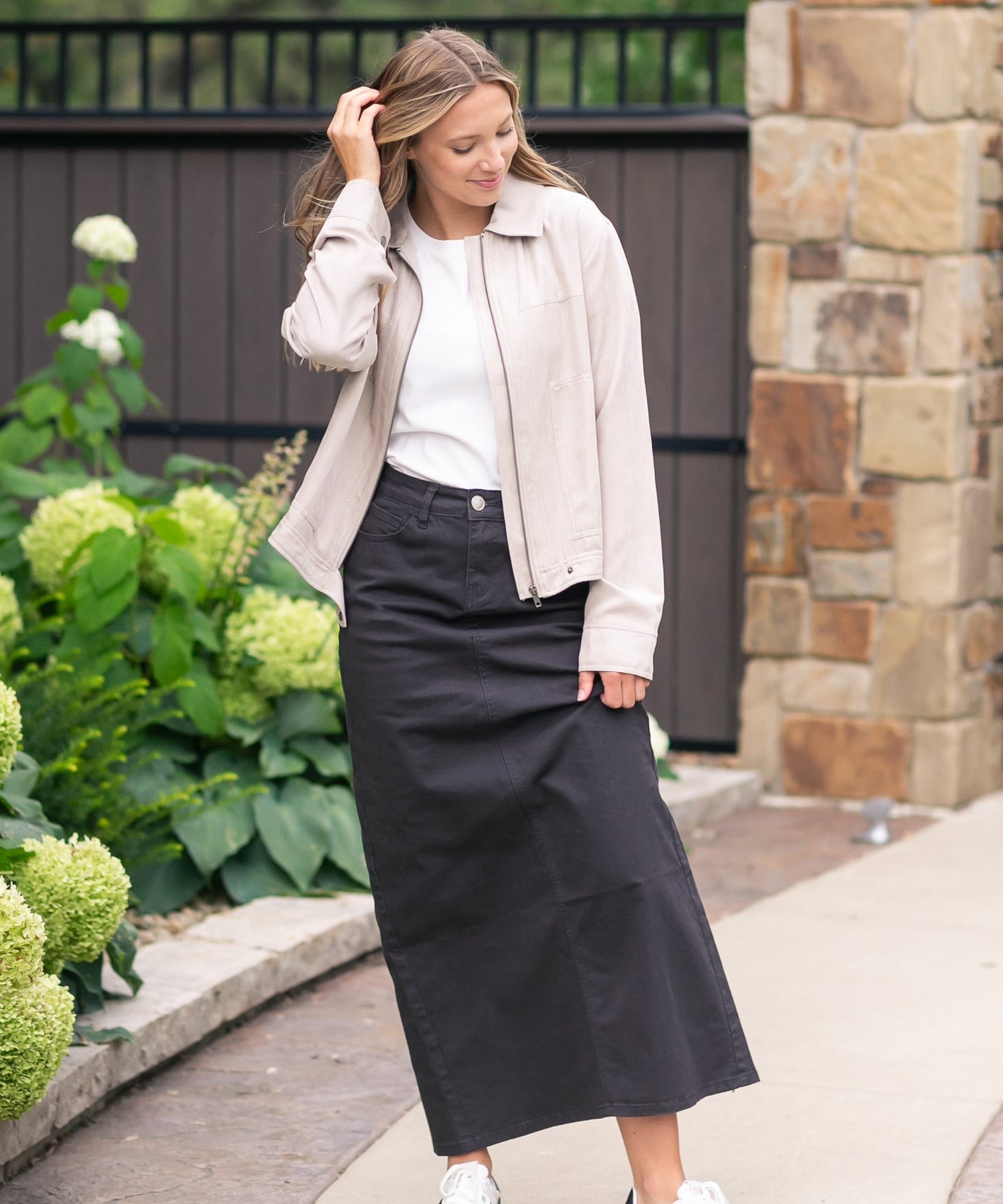 Stella Onyx Black Denim Maxi Skirt