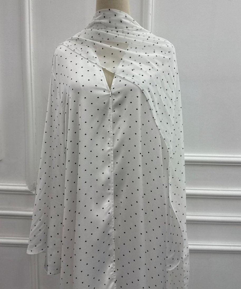 Printed Double-Layer Open Abaya & Hijab Set(MOA324)