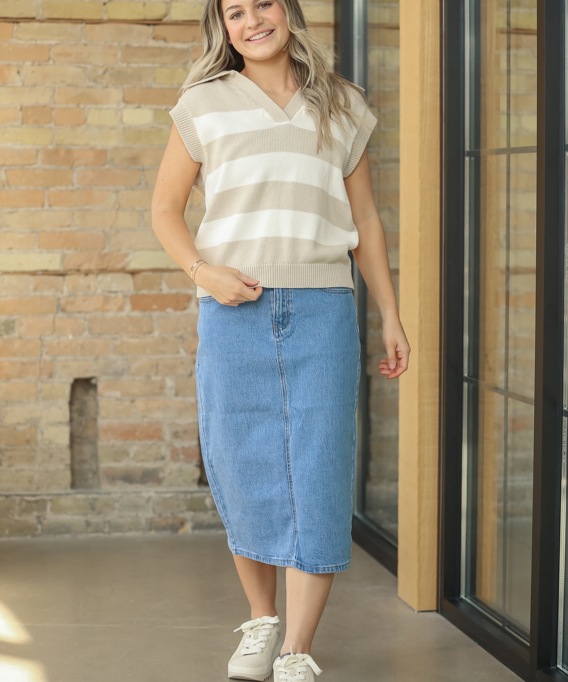 Remi Denim Classic Wash Midi Skirt