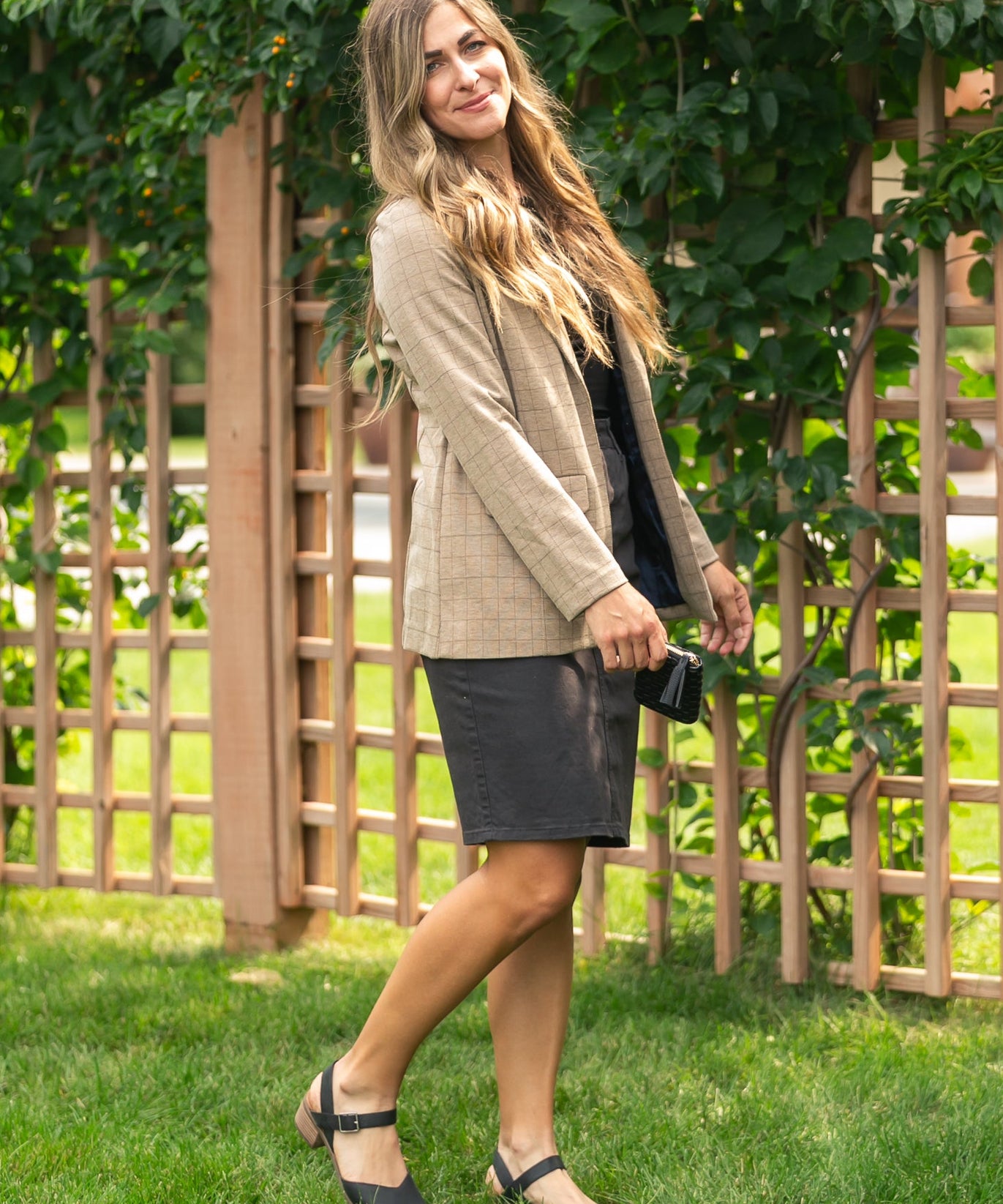Remi Onyx Black Denim Midi Skirt