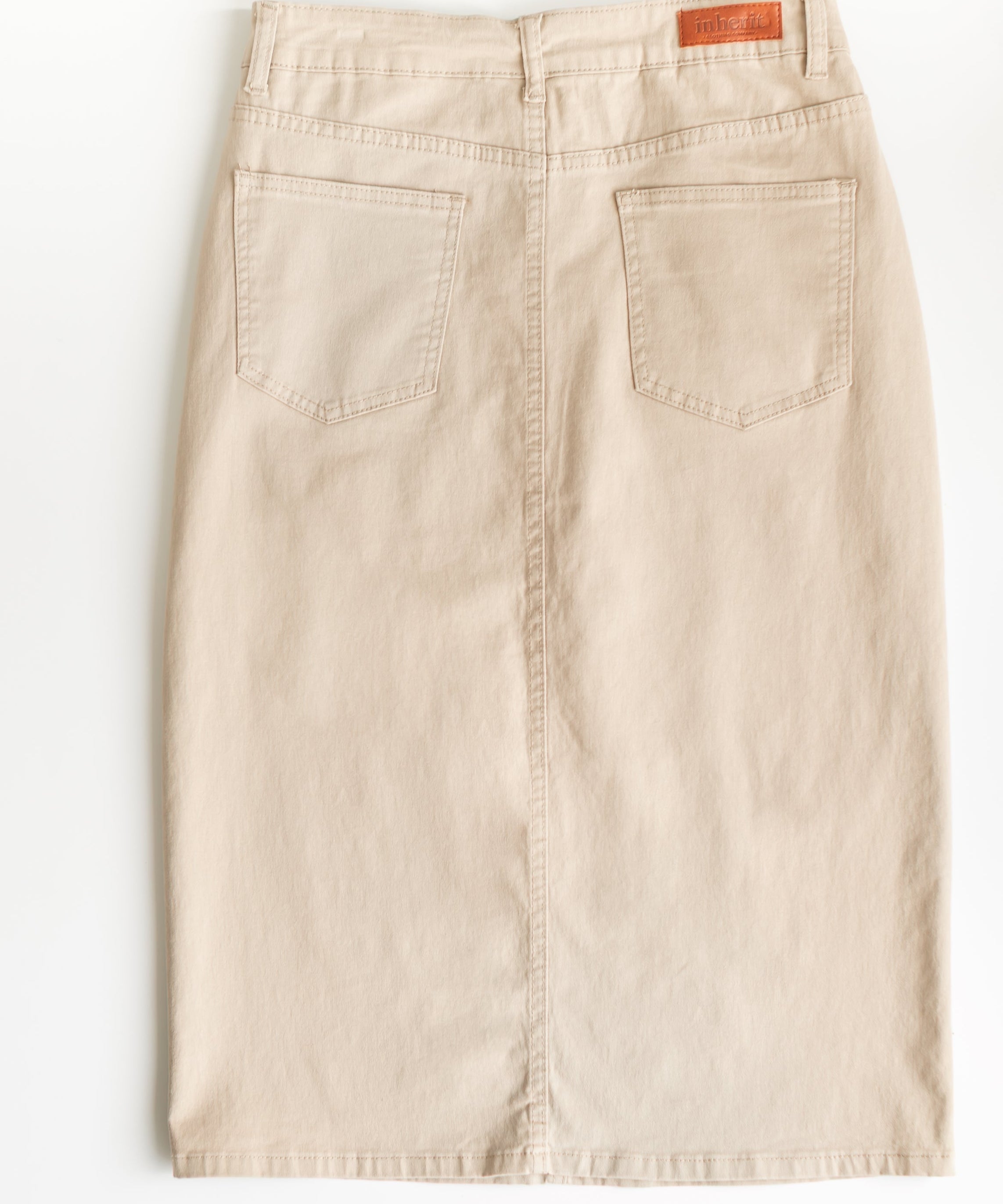 Remi Simply Taupe Denim Midi Skirt