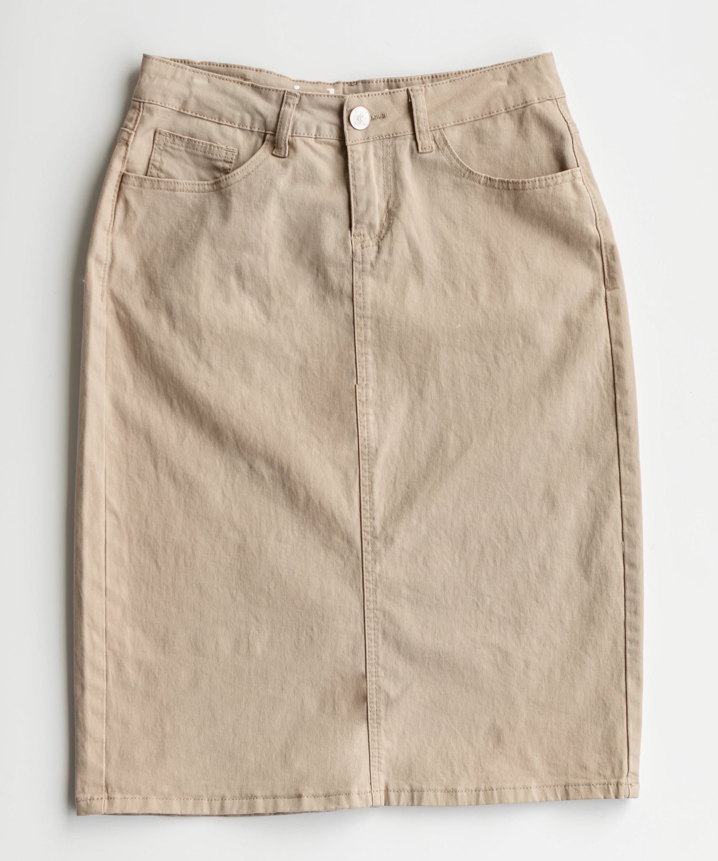 Remi Simply Taupe Denim Midi Skirt
