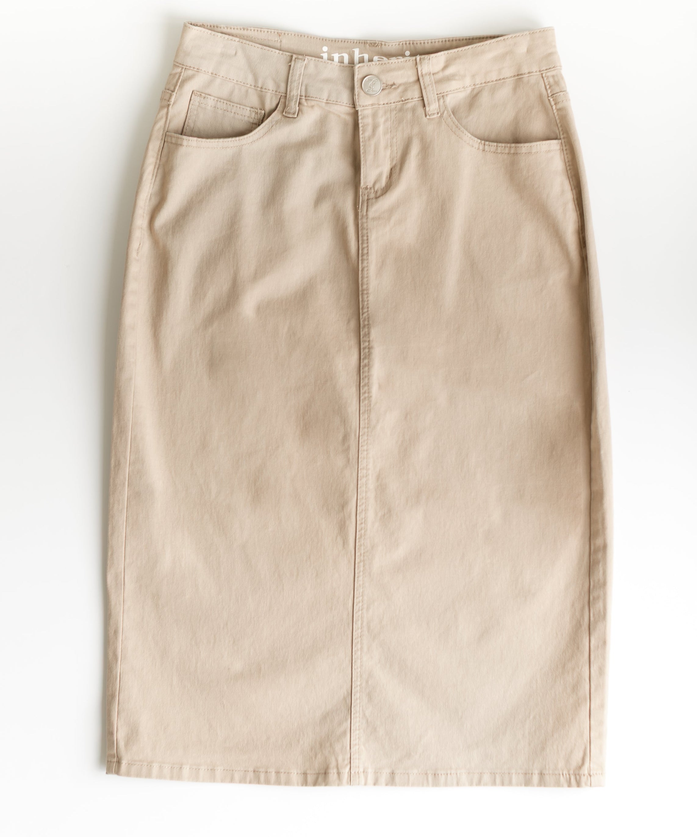 Remi Simply Taupe Denim Midi Skirt
