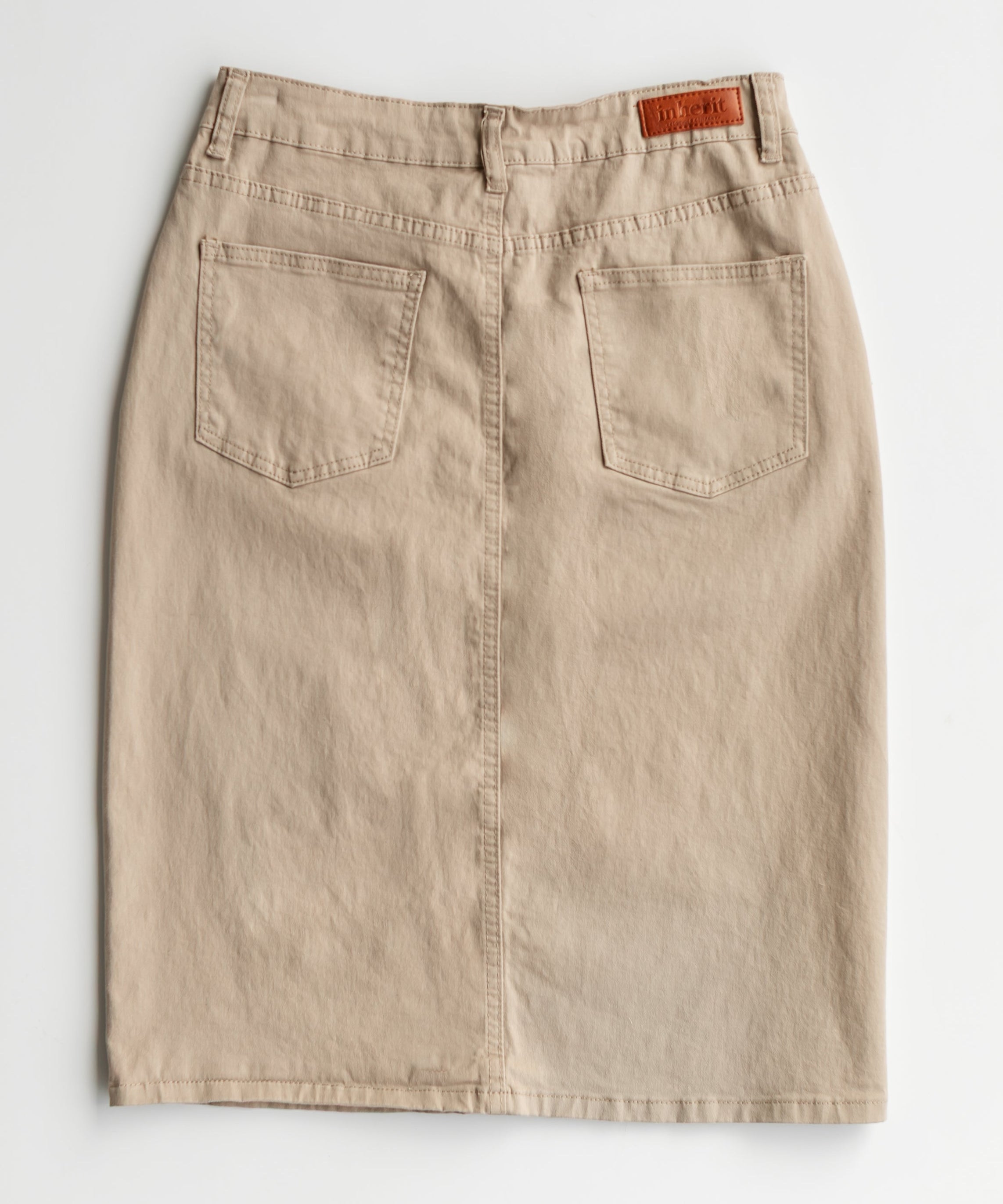 Remi Simply Taupe Denim Midi Skirt
