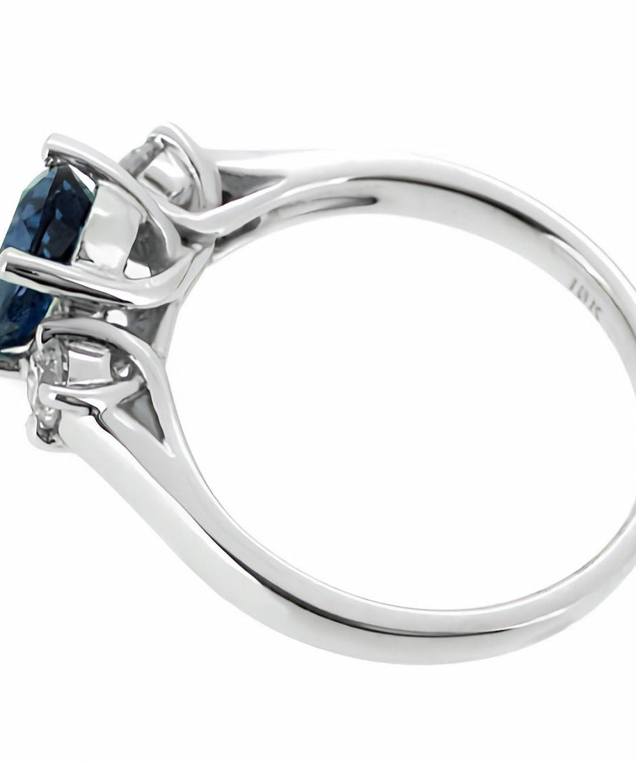 2.00 CTW Lab Created Oval Blue Sapphire & Diamond 3-Stone Engagement Ring in 14kt Gold
