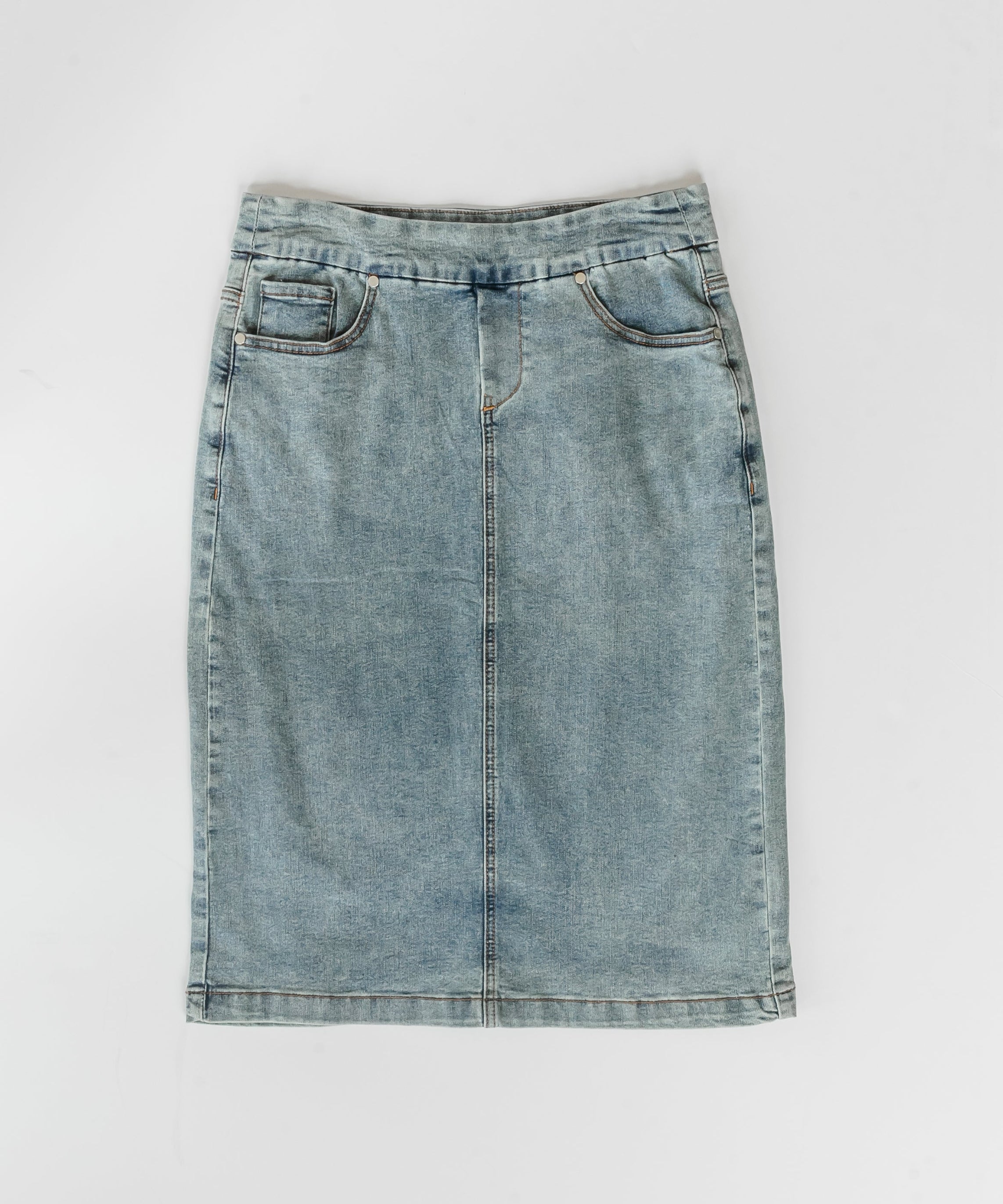 Sandra Classic Wash Midi Denim Skirt