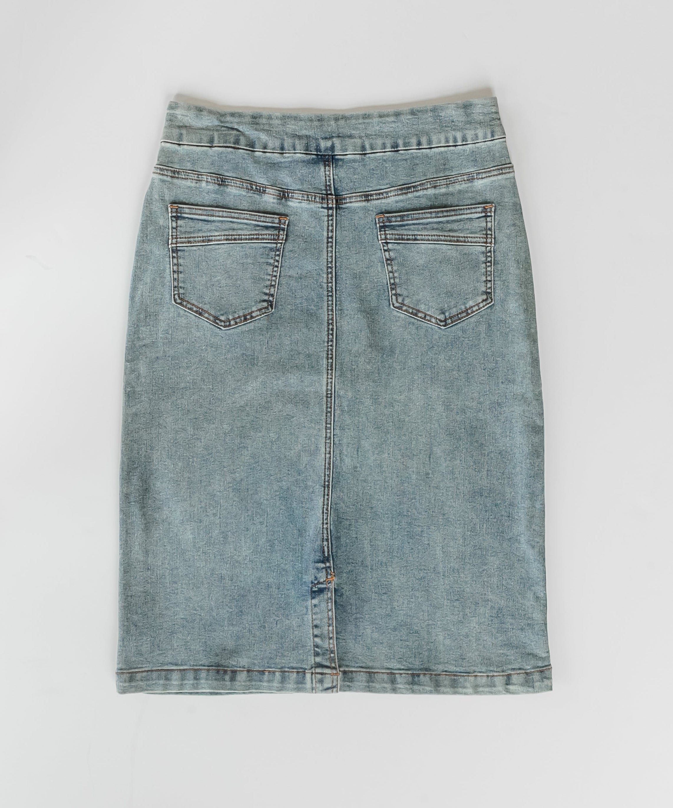 Sandra Classic Wash Midi Denim Skirt