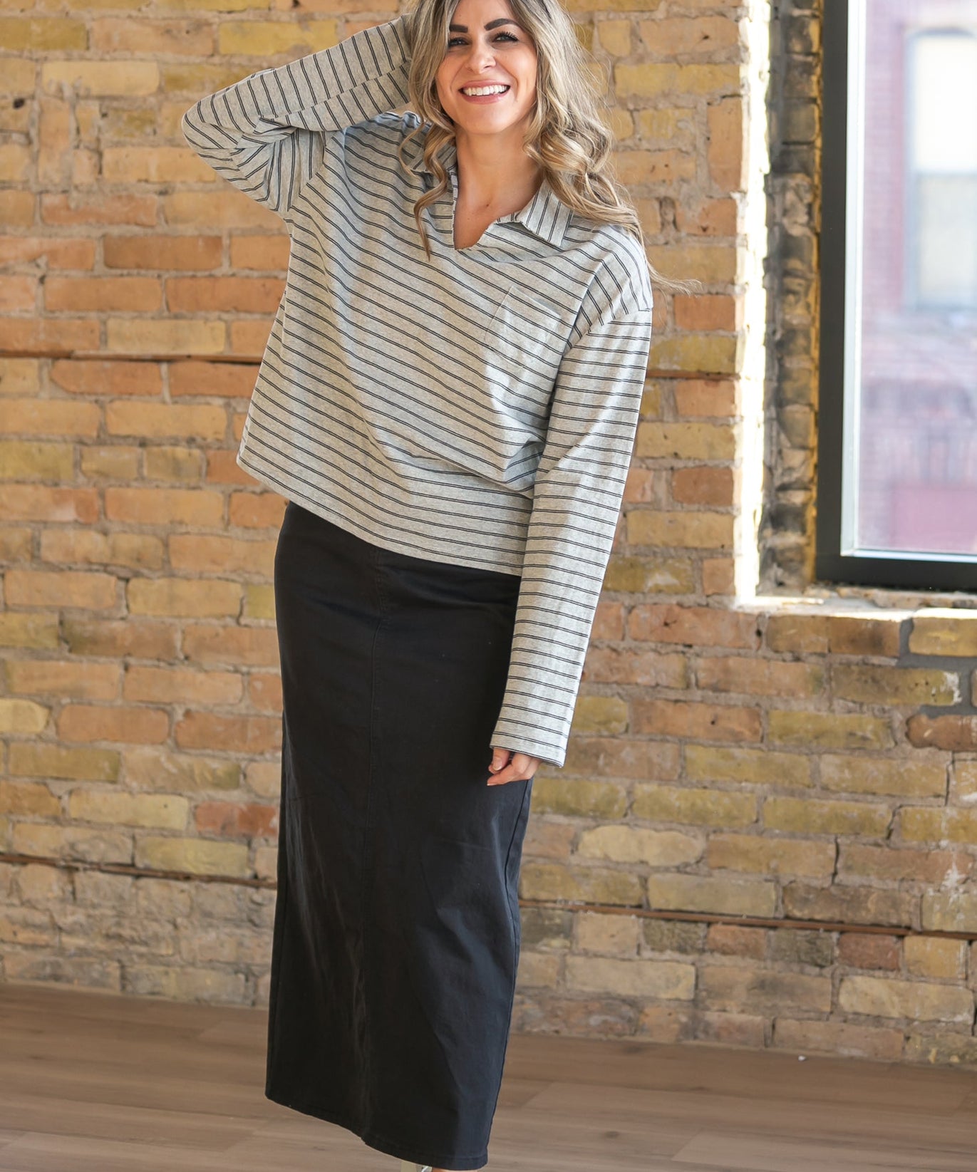 Stella Onyx Black Denim Maxi Skirt