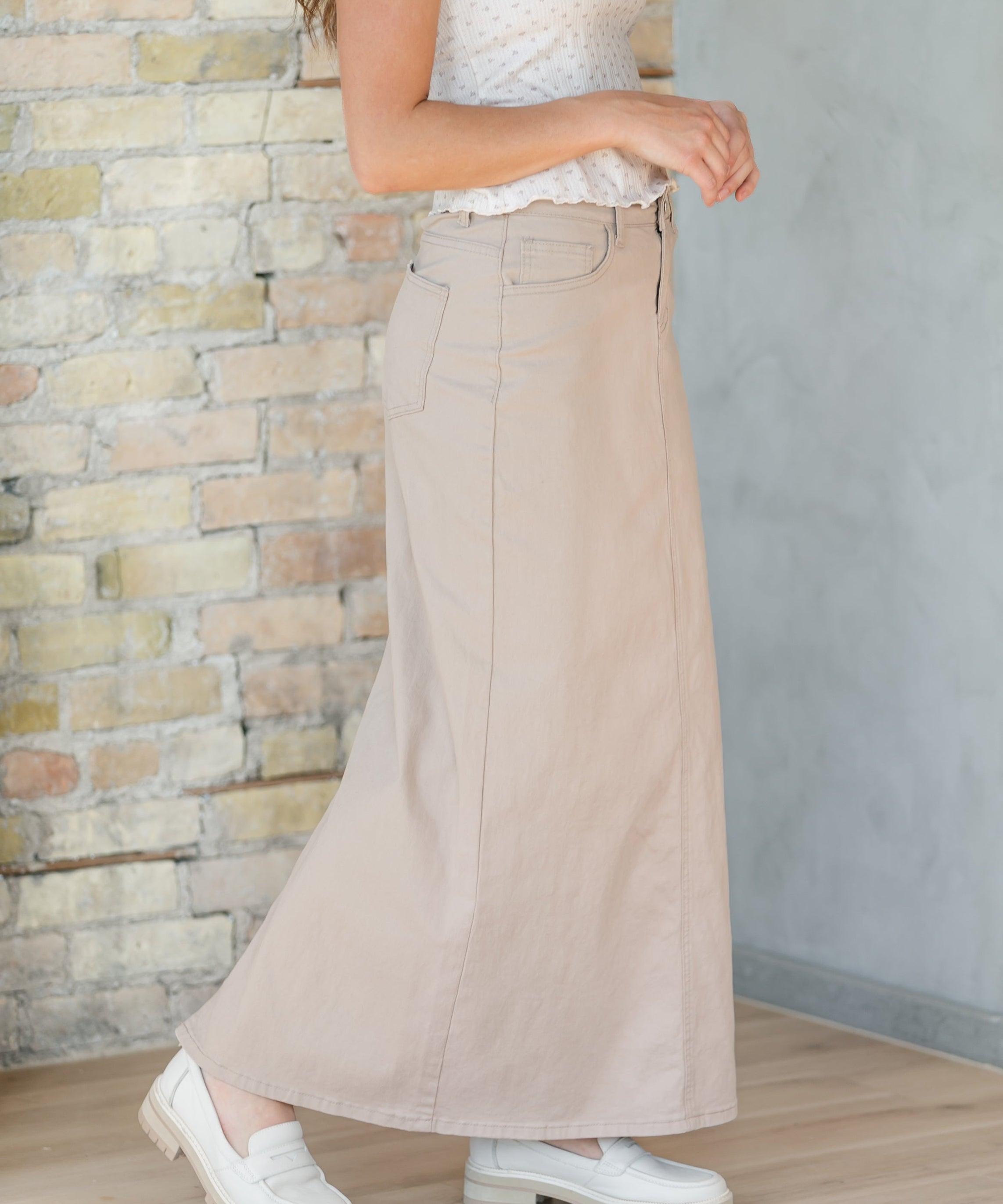Stella Simply Taupe Denim Maxi Skirt