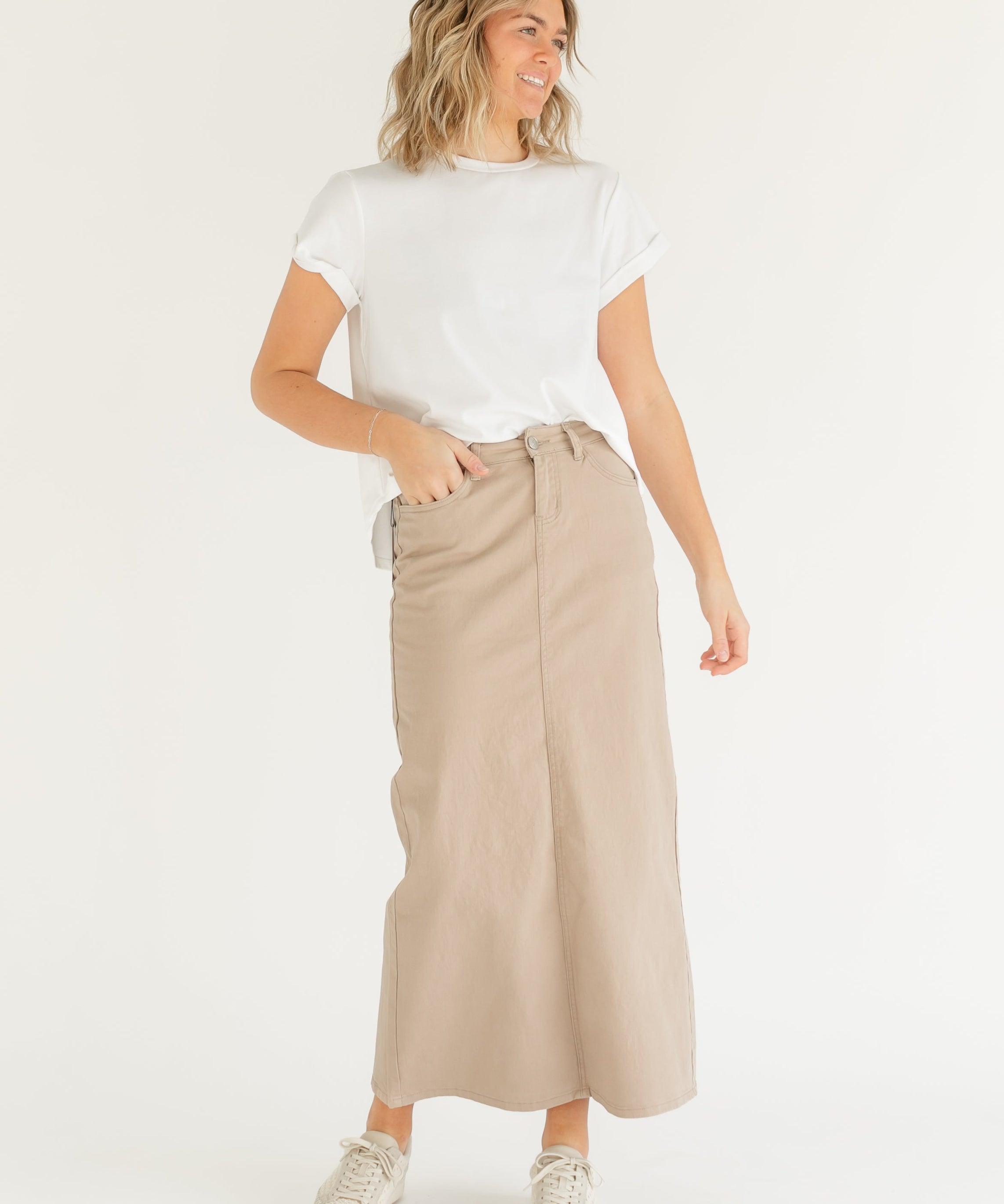 Stella Simply Taupe Denim Maxi Skirt
