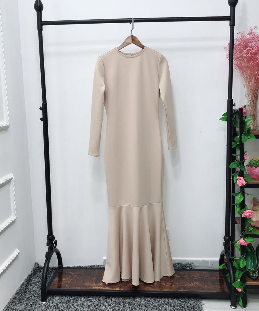 Stretch Mermaid Hem Maxi Dress(MS457)