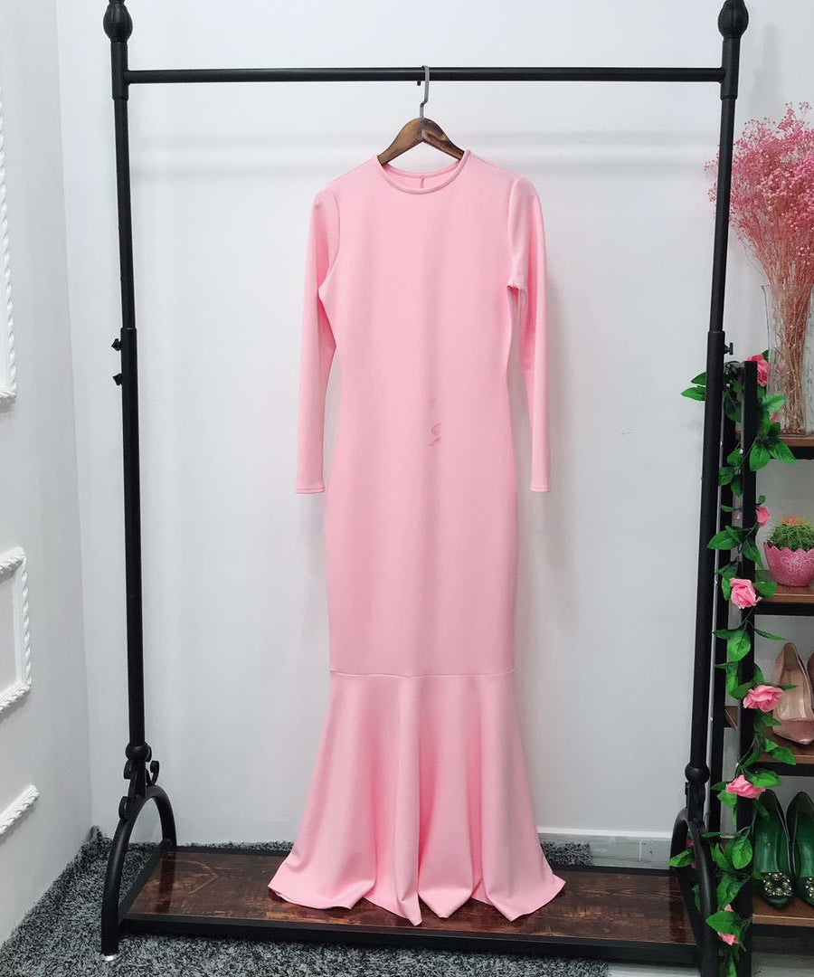 Stretch Mermaid Hem Maxi Dress(MS457)