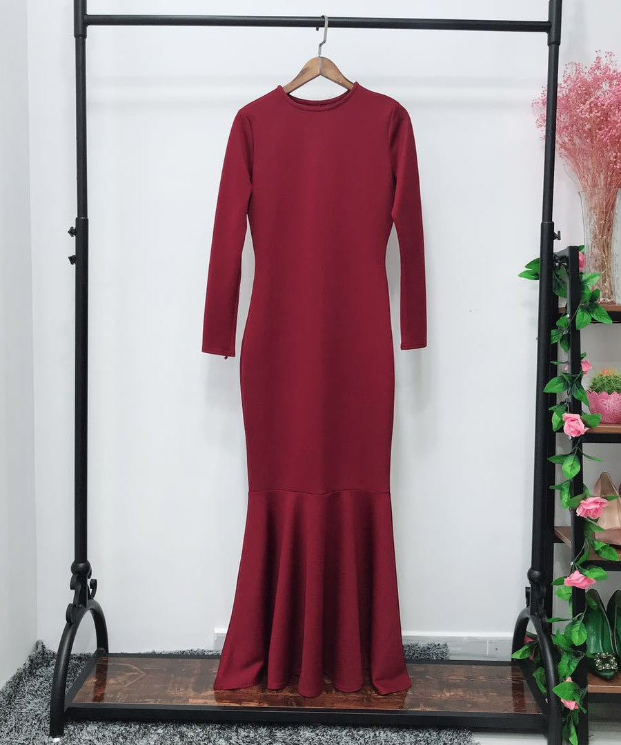 Stretch Mermaid Hem Maxi Dress(MS457)