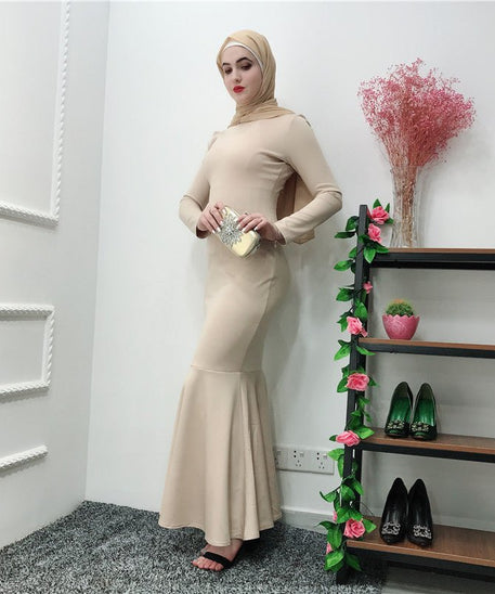 Stretch Mermaid Hem Maxi Dress(MS457)