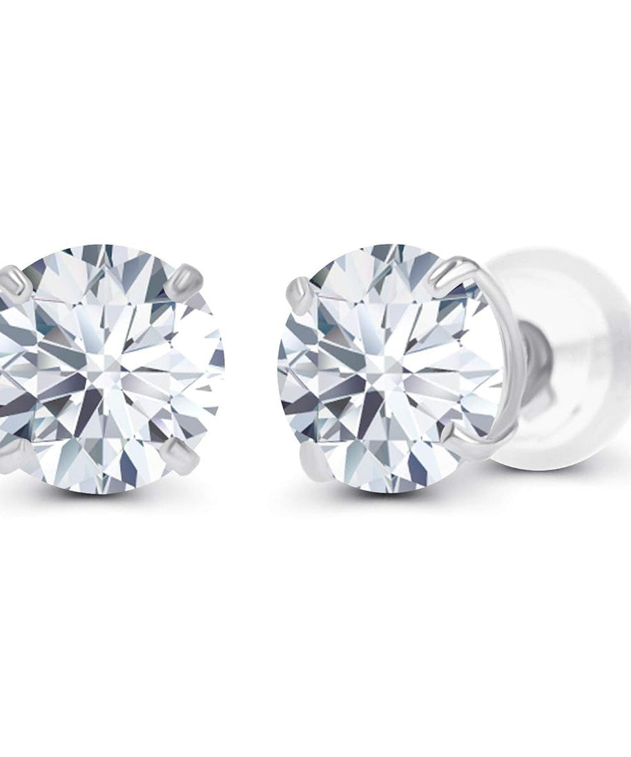 2.50 CTW AGI Certified Lab-Grown Diamond Stud Earrings in 14K White Gold – G Color, VS Clarity