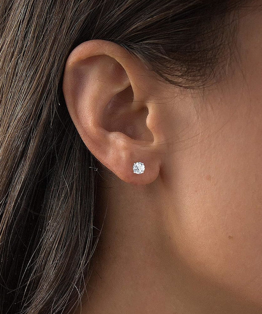2CTW Created Moissanite Stud Earrings (G-VS) in Choice of 14K White Gold or Yellow Gold