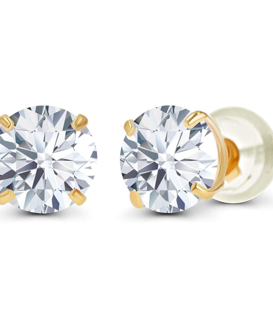 2CTW Created Moissanite Stud Earrings (G-VS) in Choice of 14K White Gold or Yellow Gold