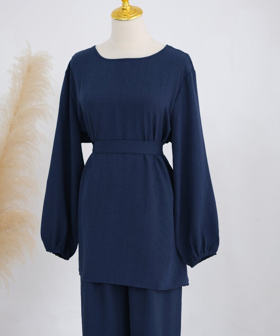 Textured Longline Top & Wide-Leg Trouser Set(MS455)