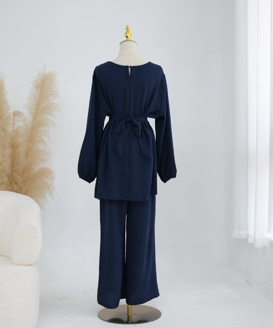 Textured Longline Top & Wide-Leg Trouser Set(MS455)