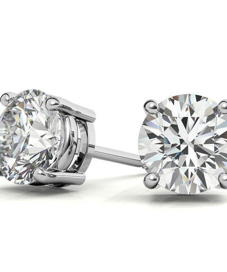 3.50 CTW Lab-Grown Round Diamond Stud Earrings in 14k Gold – E-F/VS AGI Certified