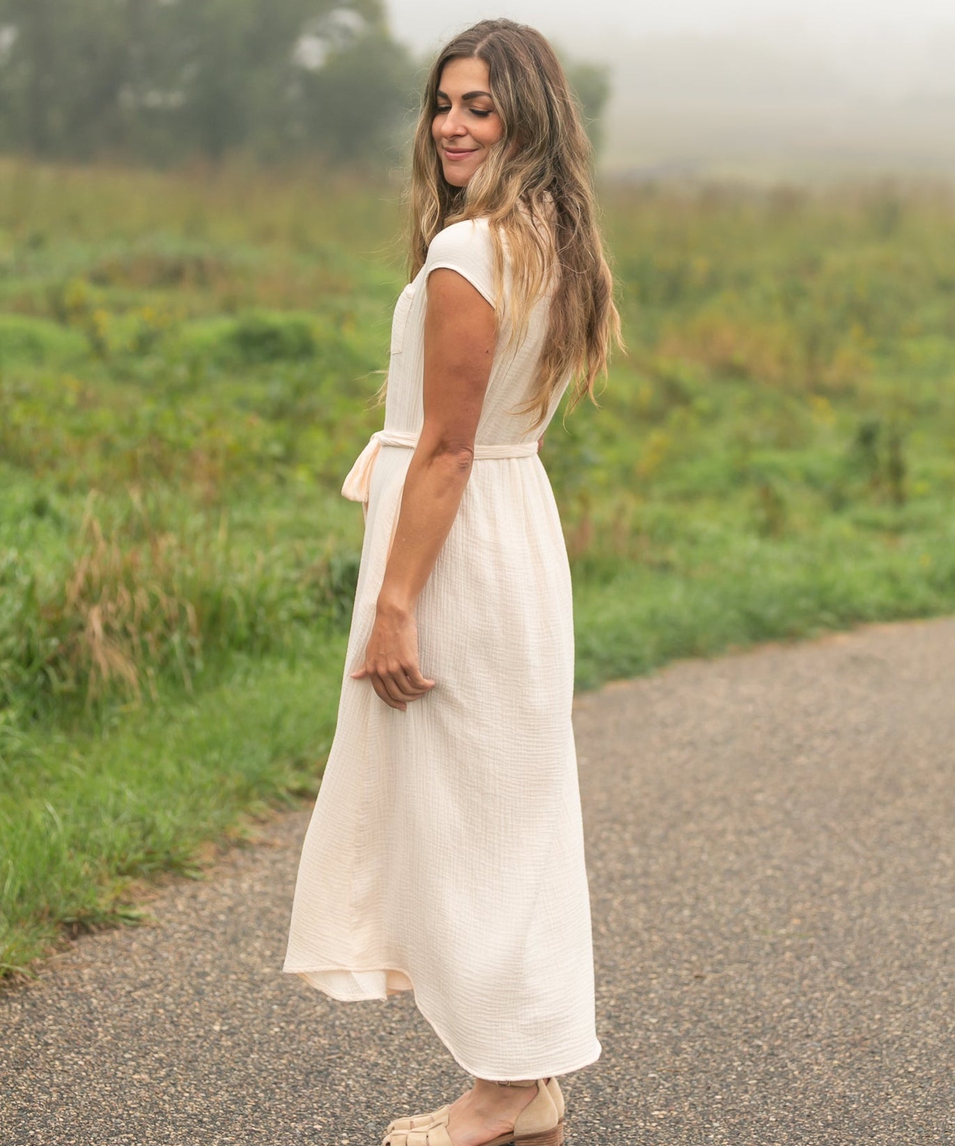 Willow Blush Pink Cotton Gauze Midi Dress