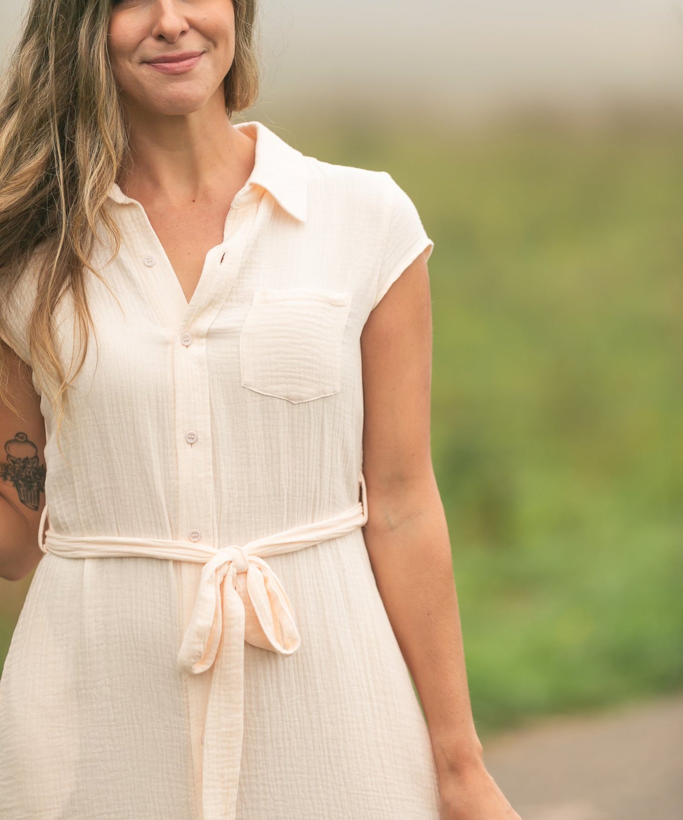 Willow Blush Pink Cotton Gauze Midi Dress