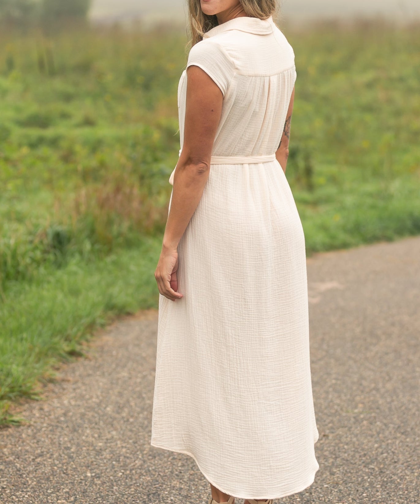 Willow Blush Pink Cotton Gauze Midi Dress