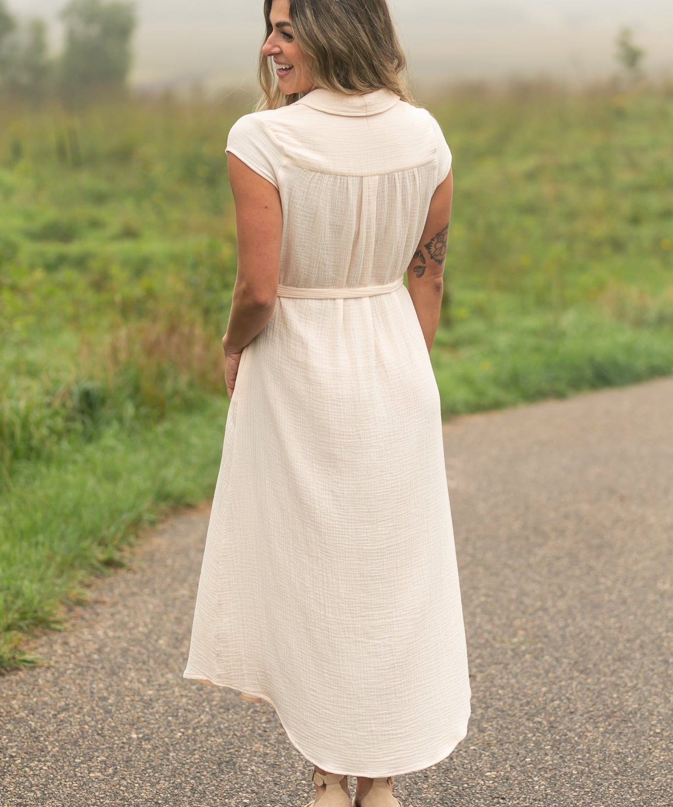 Willow Blush Pink Cotton Gauze Midi Dress