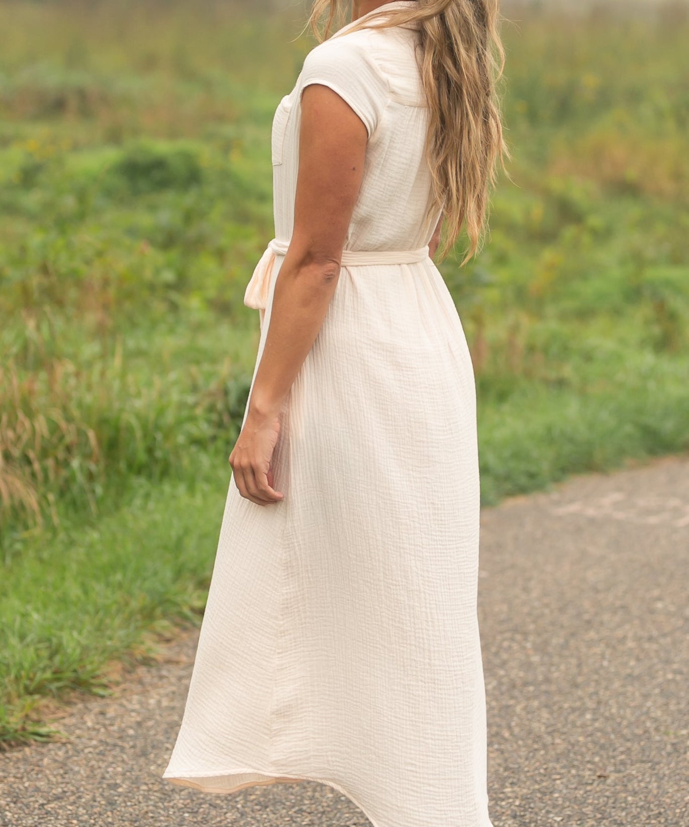 Willow Blush Pink Cotton Gauze Midi Dress