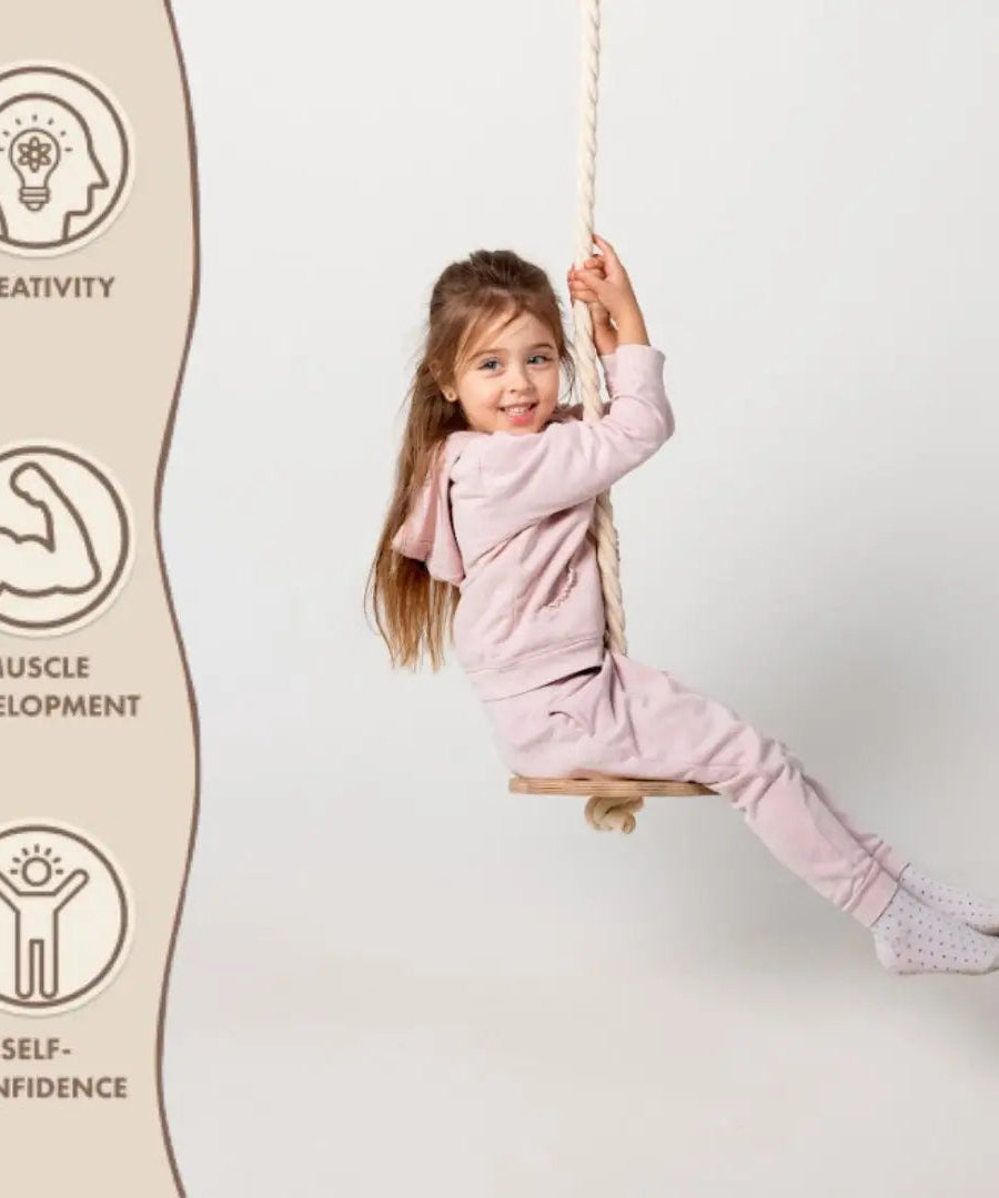 Wooden rope swing for kids