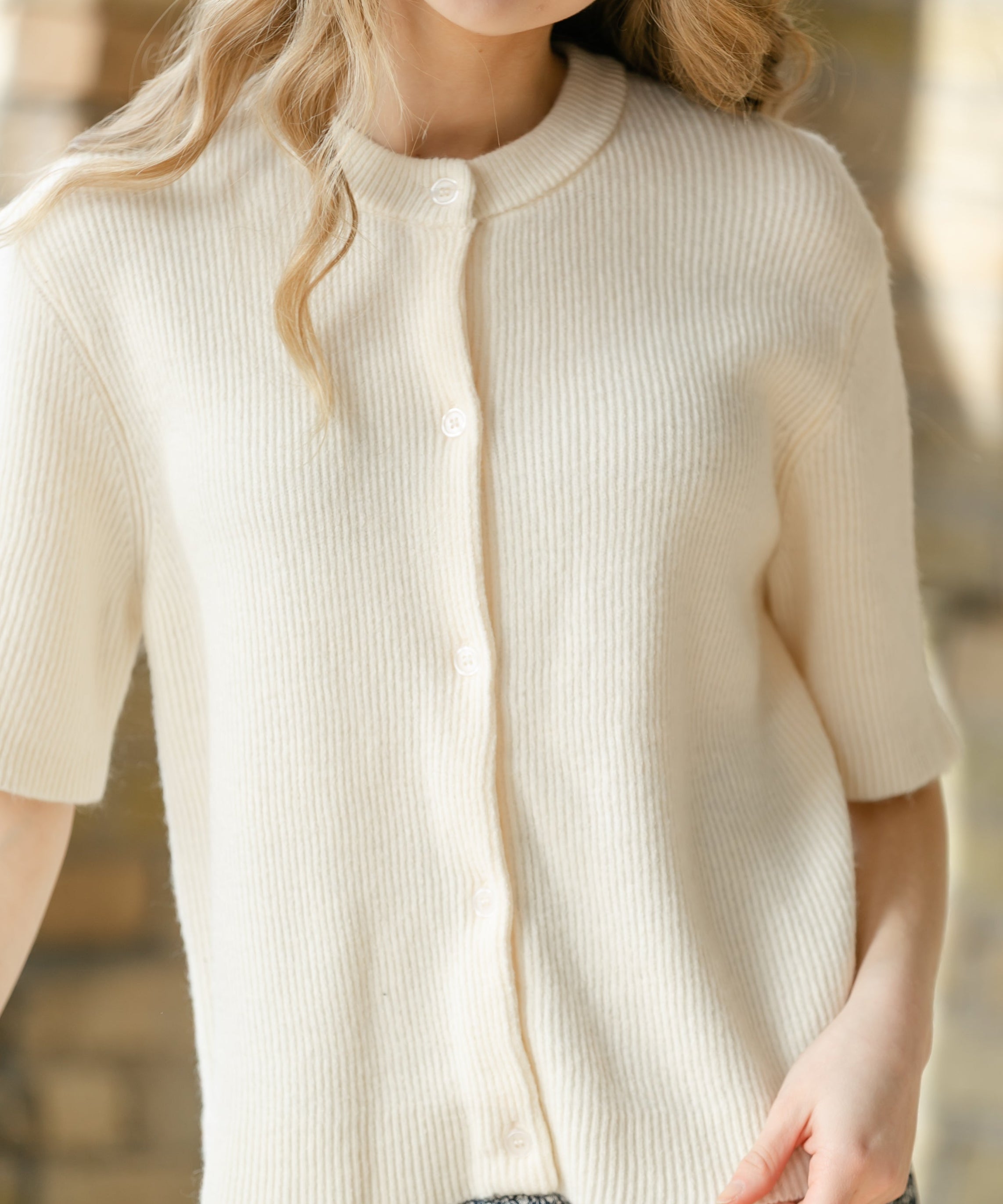 Zadie Ivory Short Sleeve Button Cardigan
